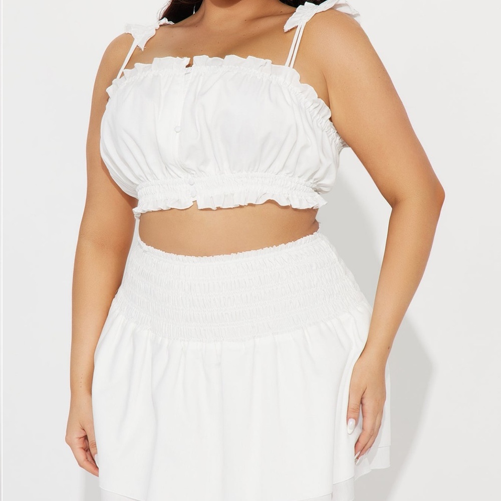 nwt • raelyn linen skirt set - white • size L - Picture 5 of 6